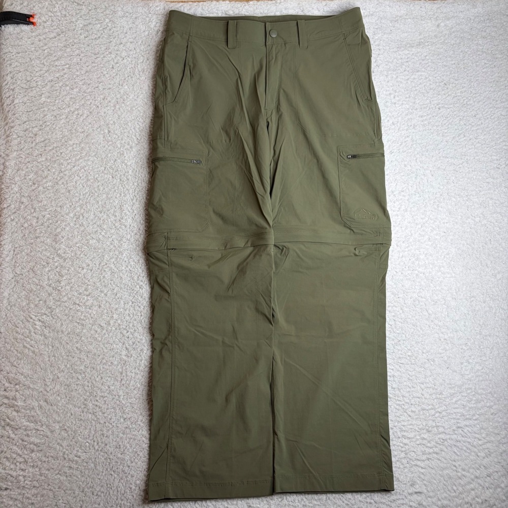 LL Bean Mens 34x29 cresta water resistant Convertible Cargo Hiking Pants Green